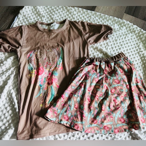 Josie B’s Other - Boutique Dreamcatcher Feathers Skirt Set girls 14/16